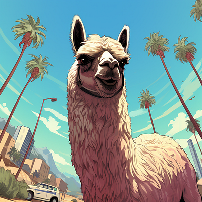 Illustration Of Llama Walking ai animals images llama peru