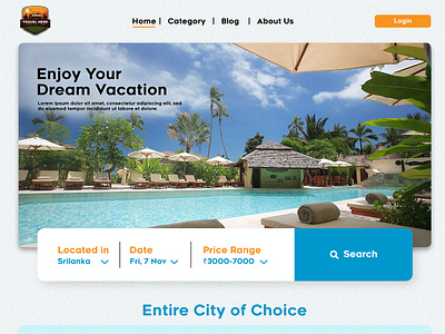 Tour & Travel Website Design Mockup Use Only - 1 Font: Renogare