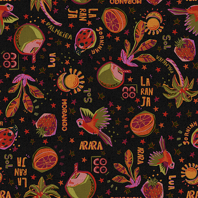 Brazilian Vibes bold brazil colors design digital fashion forest graphic design illustration orange pattern print rio summer tropical