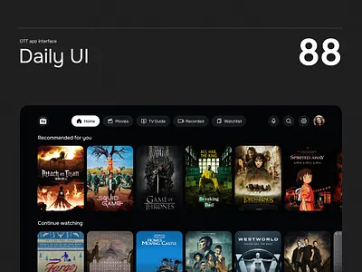 Daily UI #88 - OTT app interface dailyui design film films interface movie movies ott ott app ott platform ott ui smart tv streaming app television tv tv interface tv ui ui uiux ux