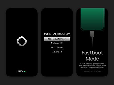 PufferPhone 2 Pro - splash screen, recovery, fastboot android design gradient graphic design sketch skeuomorphism