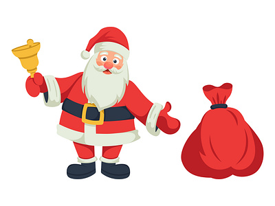 Santa Claus with a bag of gifts bag of gifts cartoon christmas christmas atmosphere christmas character christmas symbols drawing graphic design holiday aesthetics holiday color illustrations for sale isolated motion graphics new year ready design solutions santa claus scenes with santa claus sticker vector illustration winter elements