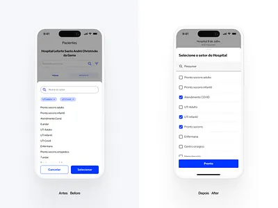 Dasa - Before/After adjust app before and after bottom sheet brazil check filter health medical mobile modal popup ribeirão preto slider são paulo