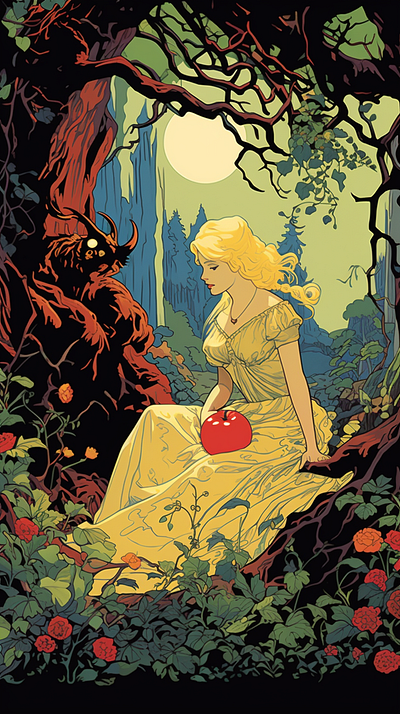 Illustration, Maiden Sitting In The Forest ai apple cell phone cases images wallpapers