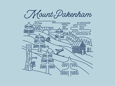 Mount Pakenham Merch Design Illustration branding cabin forest illustration mountain ski snowboard sun vector yeti