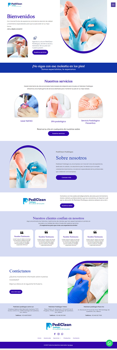 Web Clinica Podológica bienestar podología web desing