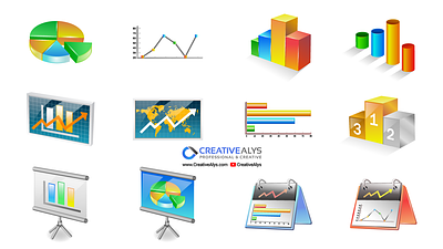 3D Business Graph Icons 3d 3d icons adobe illustrator app icons bar graph icons business icons design display icons free icons graph icons graphic design icons line graph icons metrics icons ui vector vector icons web icons