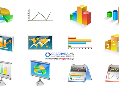 3D Business Graph Icons 3d 3d icons adobe illustrator app icons bar graph icons business icons design display icons free icons graph icons graphic design icons line graph icons metrics icons ui vector vector icons web icons