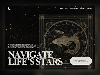 Zodiac Sign App Website Landing Page Inspiration above the fold app design landing minimal sign ui ux web webapp website zodiac zodiac sign