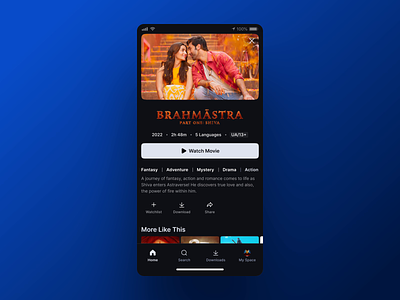 "Add to watchlist" animation for Disney+ Hotstar after effects animation bollywood delightful design disney disney hotstar feedback animation micro animation motion motion graphics movie ott poster save saved series ui ui design watchlist
