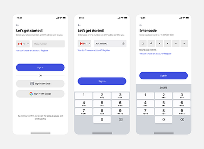 Authentication Screen for a Car Hailing Service design ui ux