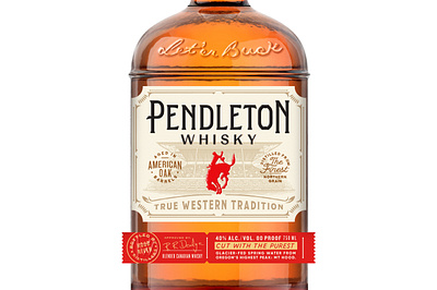 Pendleton Whisky Label rendered by Steven Noble artwork design drawing engraving etching illustration label line art logo packaging pen and ink pendleton whisky scratchboard steven noble woodcut