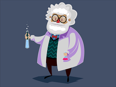 Retired scientist character graphic design illustrator vector
