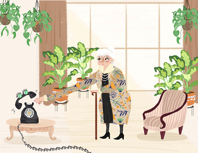 Aló abuela book editorial grandma illustration phone