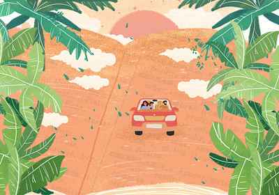 Viaje book books character digital paint editorial illustration read travel trip