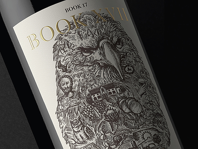 Book XVII’s 2019 Vintage Label Rendered by Steven Noble artwork design engraving etching gravure illustration ink line art logo scratchboard steven noble wine wine label woodcut