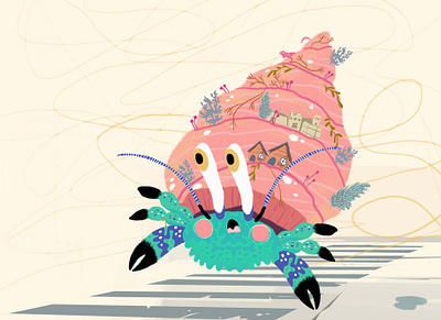 Cangrejo animals book characters crab editorial illustration