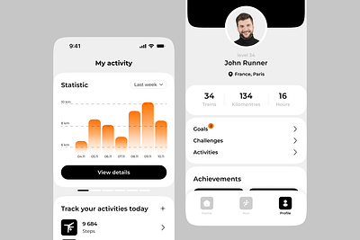 Profile & Activity, Statistic activity app dashboard graphic design mobile profile statistic tracker ui ux