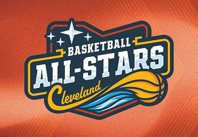 Cleveland Basketball All-Stars Logo all stars basketball blue branding cleveland gold logo ohio orange stars water