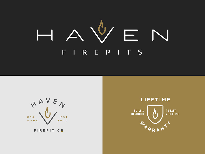 Haven Firepits Logo branding design icon logo logotype typography