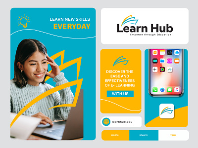 Learn Hub: e-learning logo and brand identity design brand design brand identity branding branding design branding studio creative design e learning education logo identity design learn logo logo design minimal logo online learning startup