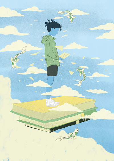 Volar book flying illustration leer libro reading volar