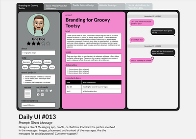 DailyUI #013: Direct Messaging daily ui direct message figma graphic design ui web design