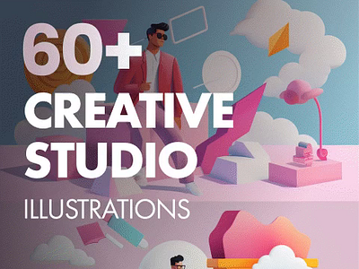60 Abstract Studio Illustrations character flat free geometric illustrations minimal scenes