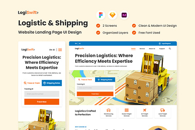 LogiSwift - Logistic and Shipping Landing Page delivery design landing page layout ui ux website