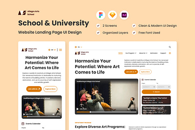 Allegro Art School - School and University Landing Page design graduation landing page layout ui ux website