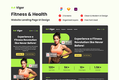 Vigor Fitness - Fitness and Health Landing Page design landing page landingpage layout ui ux website