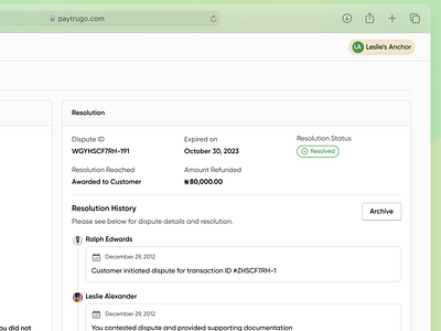 Paytrugo - Payment Resolution dashboard dashboard design dispute dispute resolution fintech ui design web