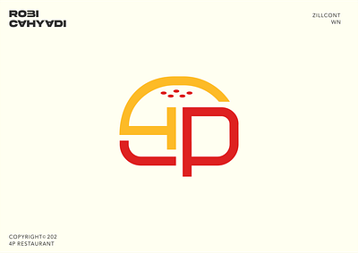 4P fastfood restaurant burger fastfood frenchfries logo