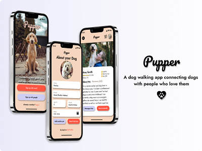 Pupper: A Dog Walking App app dog walking ios mockups product design prototype ui user research
