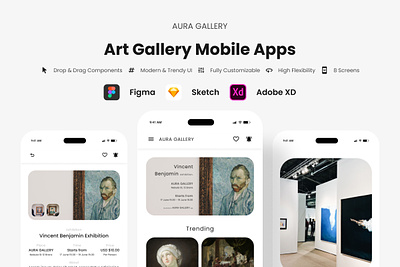 Aura Gallery - Art Gallery Mobile App application art artwork aura exclusive gallery interface layout mobile neat screen sketch ui user ux