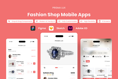 Prisma Lux - Fashion Shop Mobile App application atmosphere fashionable interface layout neat screen sketch store stylish trendy ui user ux wear