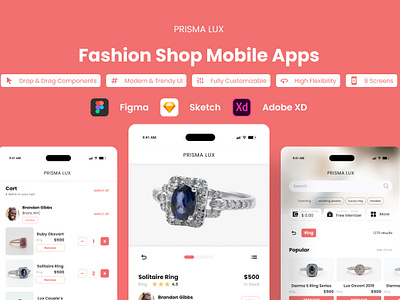 Prisma Lux - Fashion Shop Mobile App application atmosphere fashionable interface layout neat screen sketch store stylish trendy ui user ux wear