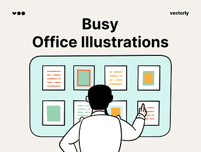 Busy Office Illustrations branding business business illustration design finance graphic design illustration illustration pack illustration set money office office illustration ui vector illustration worker