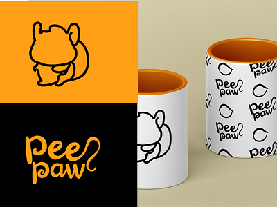 Pee Paw Brand - Pet food suppliers adobe photoshop branding business logo cat food packaging dog food graphic design illustrator inspiration logo minimal logomark passion project pet food brand pet treats logo petshop playful modern brand sustainable brand tri color palettes vector visual identity design yellow and black