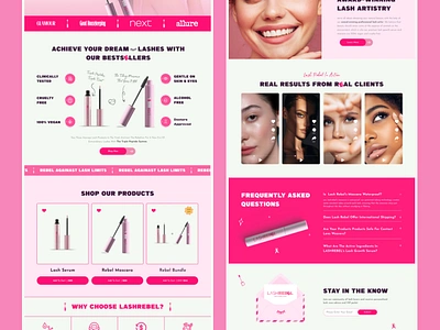 lash serum & mascara website bold designer font graphic design pink trendy typography ui uiux ux web web design