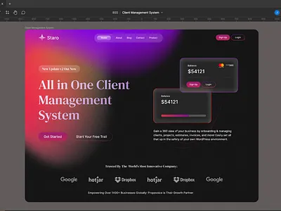 Client Management System client handling client management software client management system dark mode erp figma gradient hero section home page landing page mesh gradient ui ui design uiux uiux design unique design user interface web app website