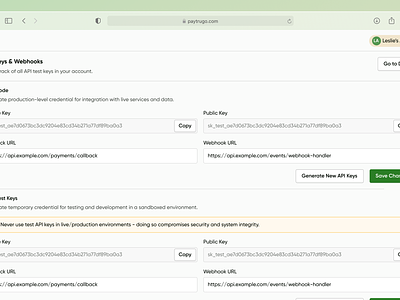 API Settings api api settings dev dev ui fintech