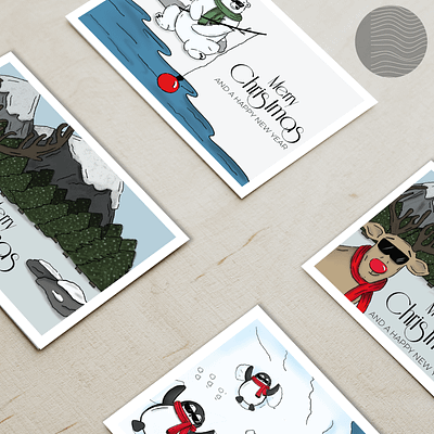 Christmas Cards - Set of 3 card christmas design graphic design greeting illlustration illustration