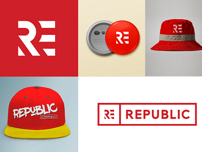 Republic Headwear apparel cap design graphic design headwear logo re re logo reupblic