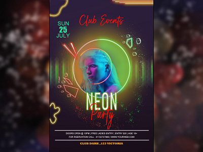 NEON PARTY INVITATION branding graphic design graphics photoshop