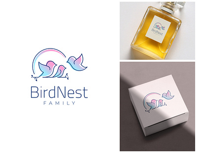 Bird Nest Family Logo art bird birds branch branding design family graphic design illustration line line art logo logo design nest tree