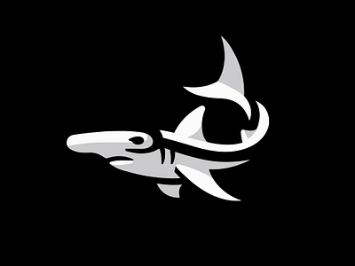 Great hammerhead shark branding design fish graphic design hammerhead hammerhead shark icon identity illustration logo marks ocean requin requin marteau sea shark symbol ui wave