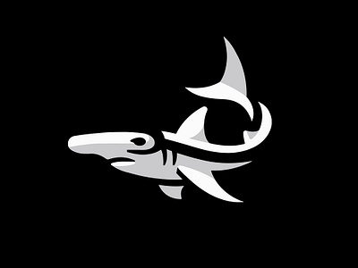 Great hammerhead shark branding design fish graphic design hammerhead hammerhead shark icon identity illustration logo marks ocean requin requin marteau sea shark symbol ui wave