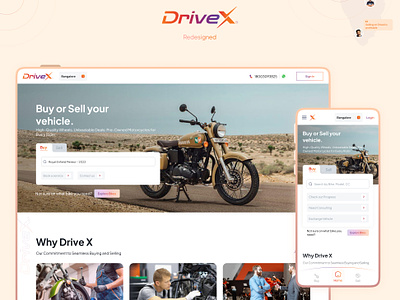 Drive X - Bike buy & sell product design mobile ui design navigation menu orange ui design