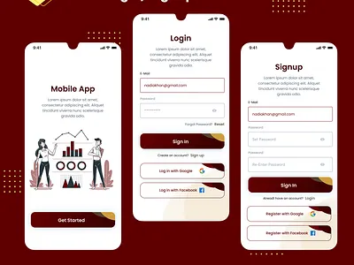 Login/Signup Screens UI app app ui branding design graphic design graphic dsign illustration login screen loginsign up logo randing sign up screen typography ui ui design ux vector